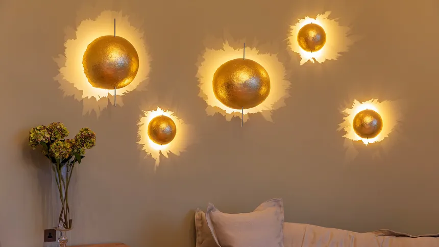 Beautiful decorative fittings on a curved wall