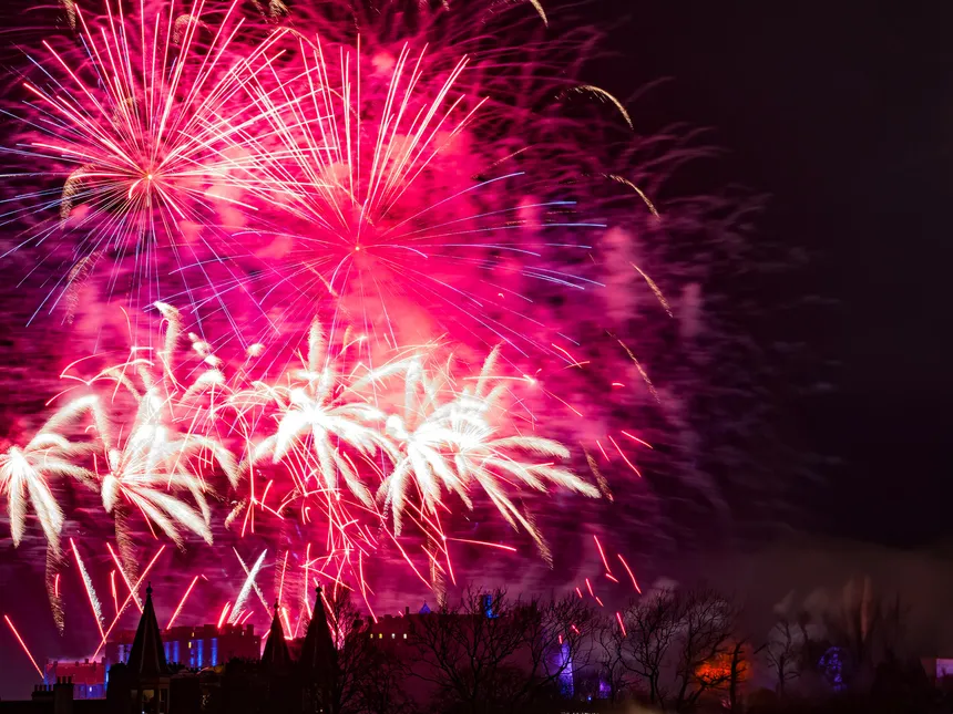 Fireworks over Edinburgh Castle, New Years Eve 2023