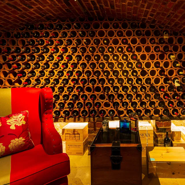 A wine cellar in an arched cellar