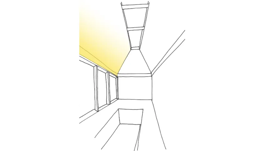 Landscape sketch of pool and coffer lighting effect