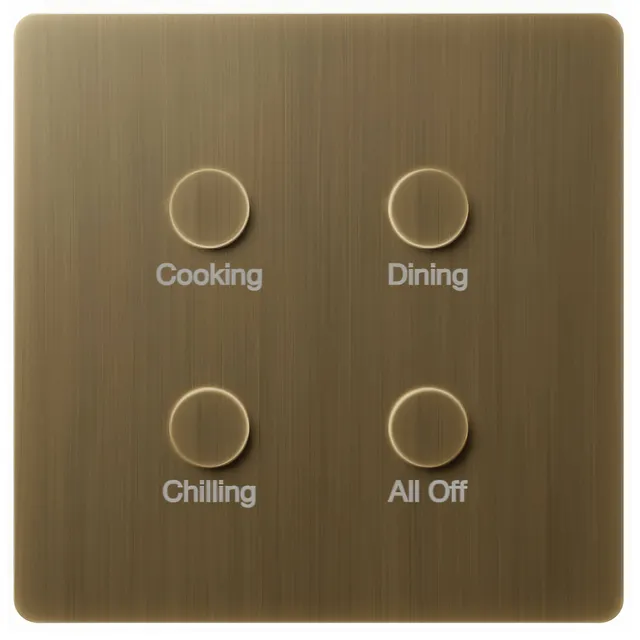 Lutron Alisse four button keypad in Aged Brass