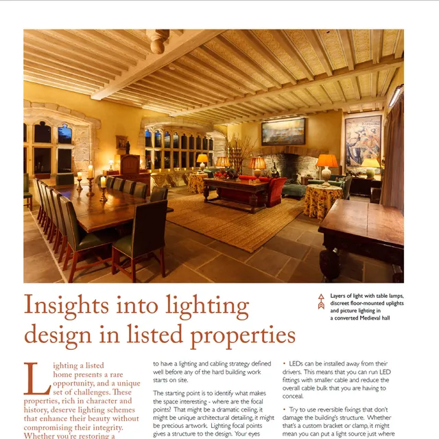 Lighting design article in Listed Heritage Magazine, September 2025