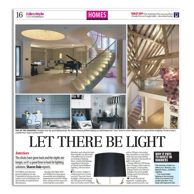 Let There Be Light, an article on lighting in the Yorkshire Post