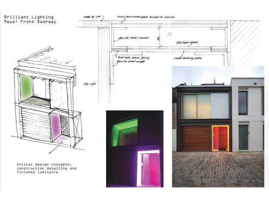 Lighting design concepts mood board for London mews house frontage