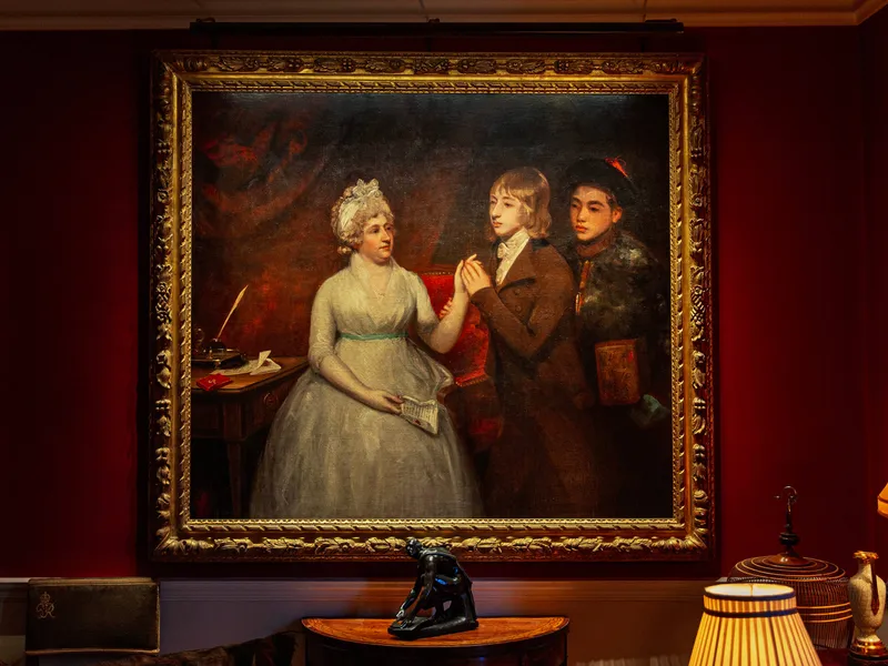 Portrait of Lady Jane Staunton, her son George and his Chinese servant