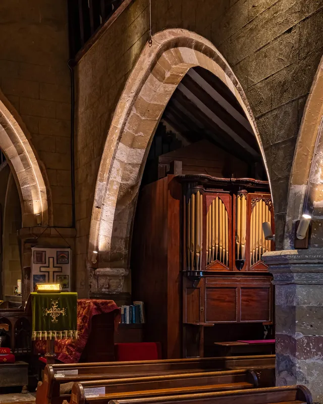 Surface mounted lighting for the arches and accent lighting on the organ