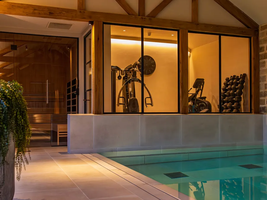 Gym, Sauna and swimming poop in a converted barn complex