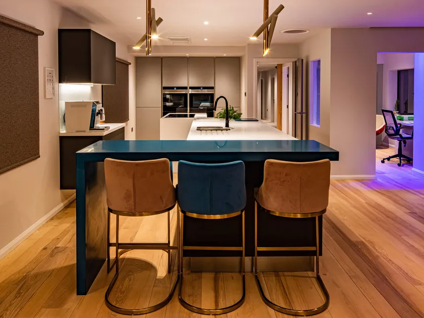 A fun lighting scheme for a modern kitchen in a new-build Yorkshire house