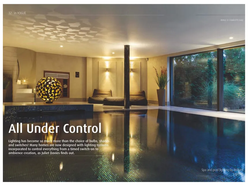 "All Under Control", an article on lighting control in in.Design magazine