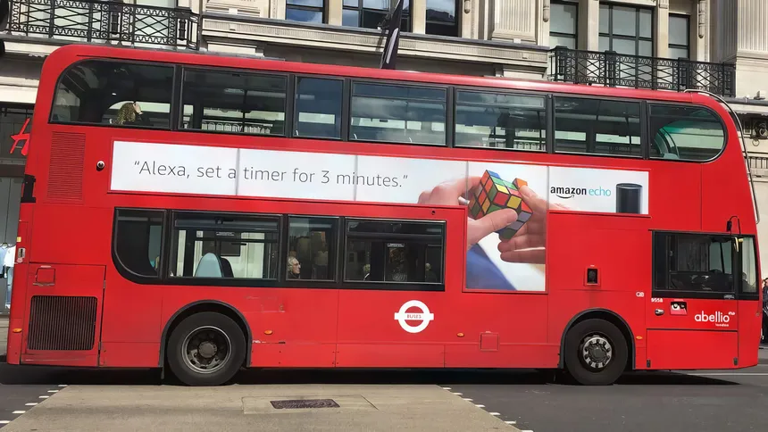 London bus with Alexa advertising