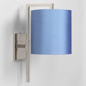 Nickel. Shown with 7" Cylinder Blue Silk Lampshade.  Lampshade sold separately.